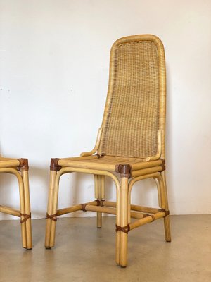 Wicker, Leather, and Bamboo Chairs, 1970s, Set of 2-NPC-1291142