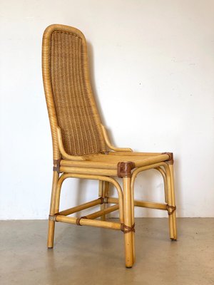 Wicker, Leather, and Bamboo Chairs, 1970s, Set of 2-NPC-1291142