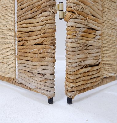 Wicker & Metal Folding Screen or Room Divider in the style of Audoux Minet-NYF-2018827