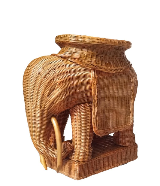 Wicker Rattan Elephant Garden Side Table, 1970s