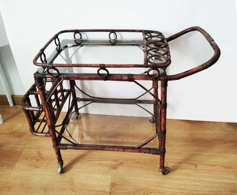 Wicker Serving Bar Cart, 1950-ODB-1807834