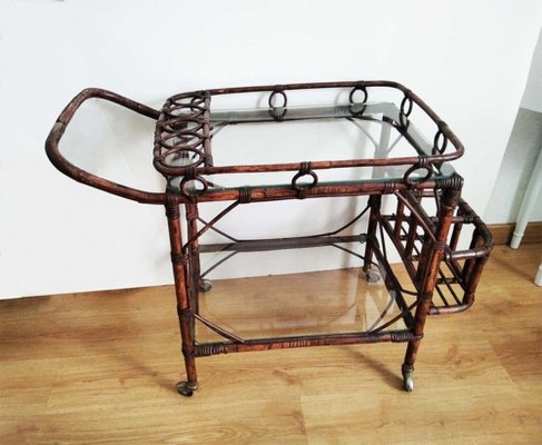 Wicker Serving Bar Cart, 1950-ODB-1807834