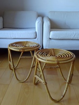 Wicker Side Tables, 1950s, Set of 2-GT-801963