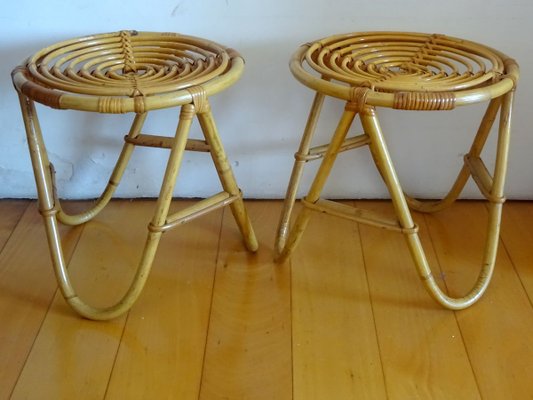 Wicker Side Tables, 1950s, Set of 2-GT-801963