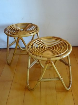 Wicker Side Tables, 1950s, Set of 2-GT-801963