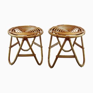 Wicker Side Tables, 1950s, Set of 2-GT-801963