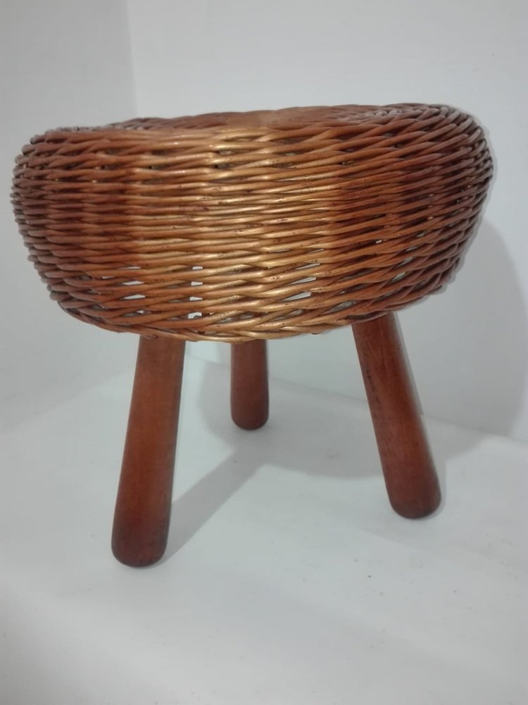 Wicker Stools by Tony Paul, 1950s, Set of 2