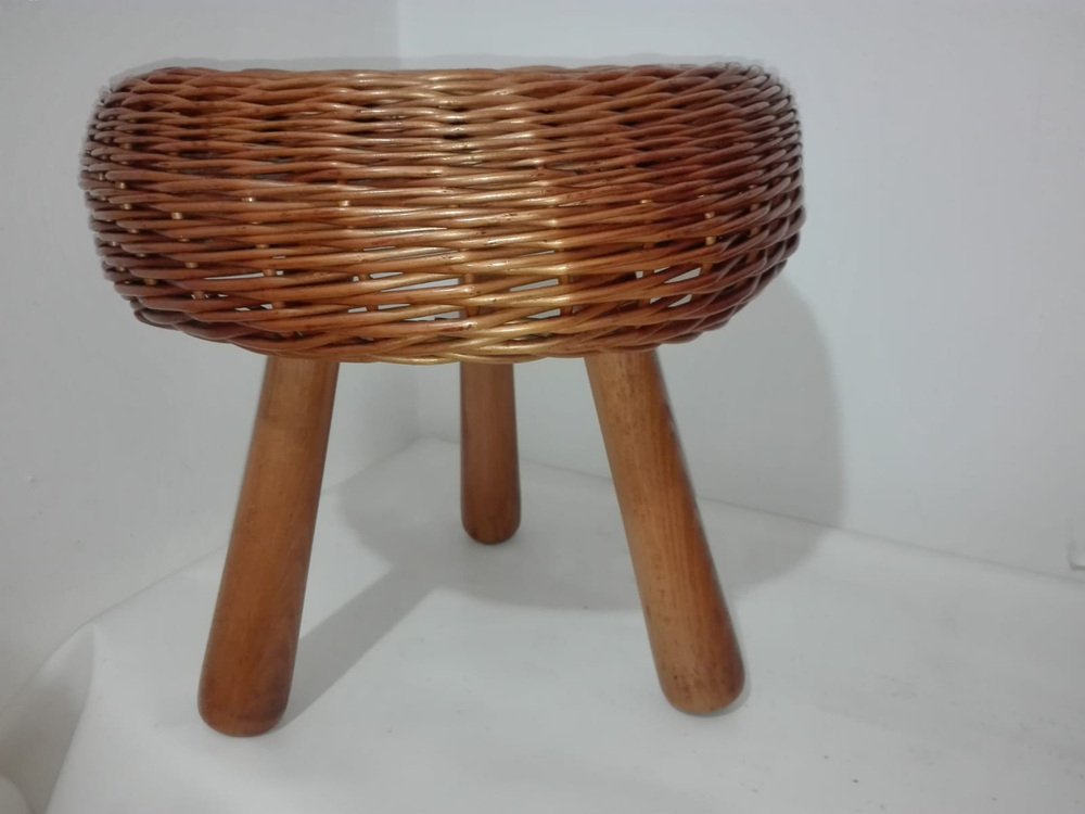 Wicker Stools by Tony Paul, 1950s, Set of 2