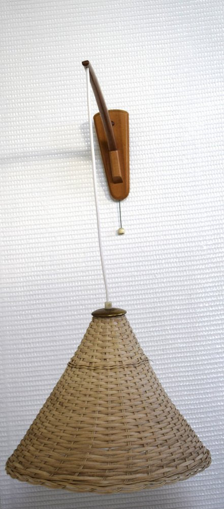 Wicker Swivel Wall Lamp, 1970s