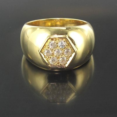 Wide Diamond Gold Band Ring-OLU-896212