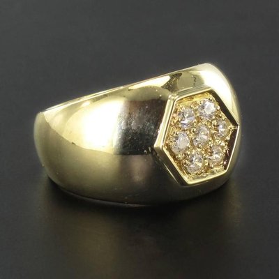 Wide Diamond Gold Band Ring-OLU-896212