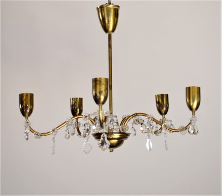 Wiener Crystal & Brass Chandelier from Lobmeyr, 1950s-VA-743351