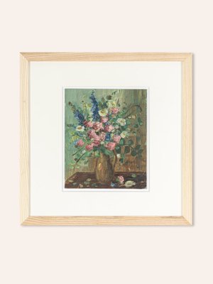 Wildflowers in a Vase, Oil on Plate, Framed-GPP-1095795