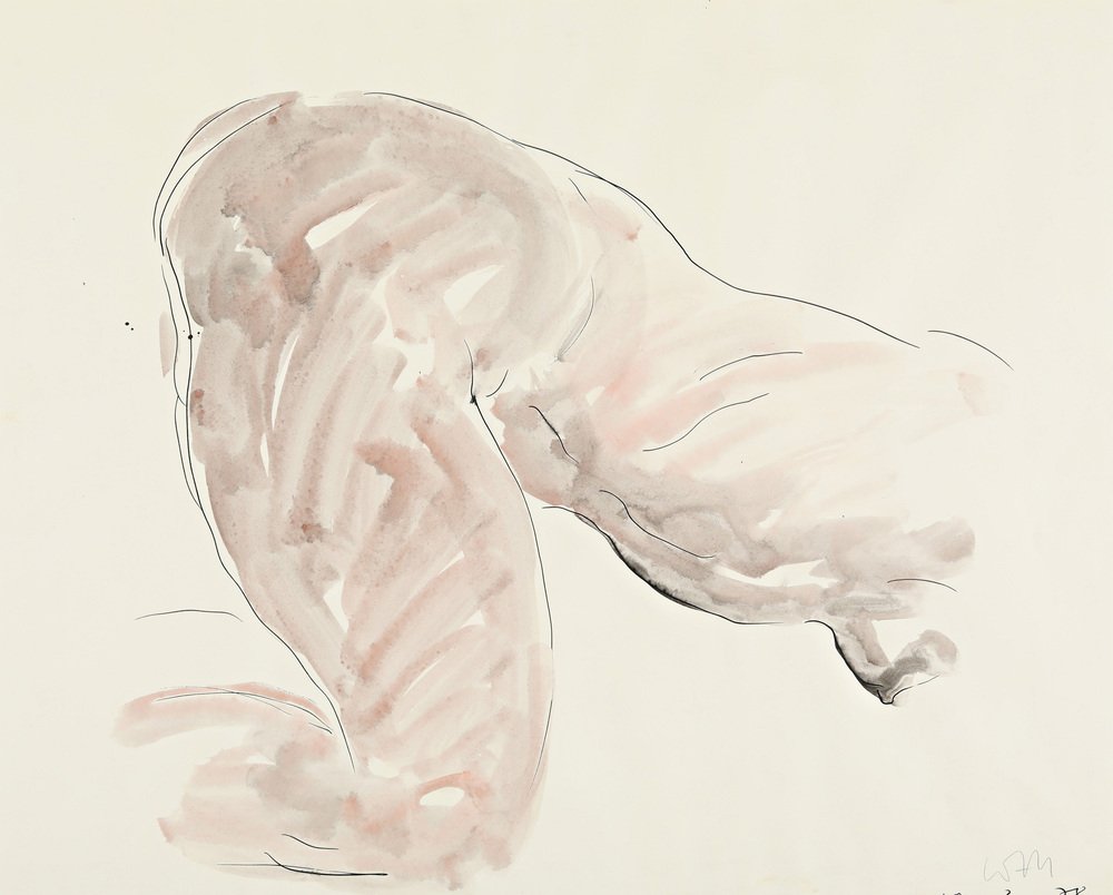 Wilhelm Loth, Kneeling Female Nude, Large Ink Drawing