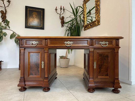 Wilhelminian Style Oak Column Desk Secretary-PXE-2041662