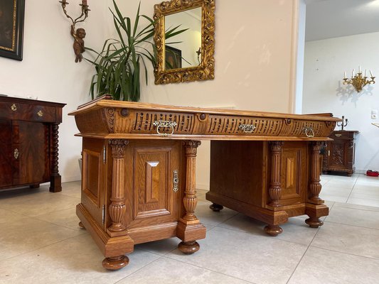 Wilhelminian Style Oak Column Desk Secretary-PXE-2041661