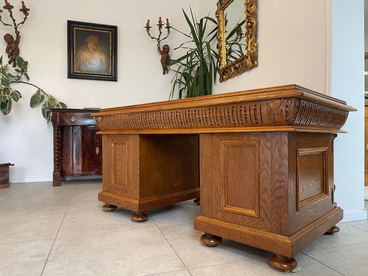 Wilhelminian Style Oak Column Desk Secretary-PXE-2041661