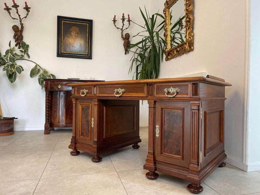 Wilhelminian Style Oak Column Desk Secretary-PXE-2041662