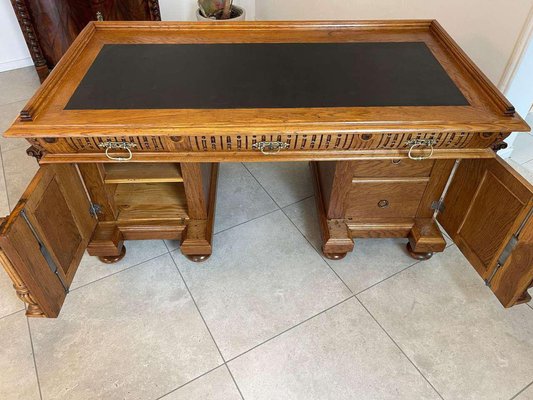 Wilhelminian Style Oak Column Desk Secretary-PXE-2041661