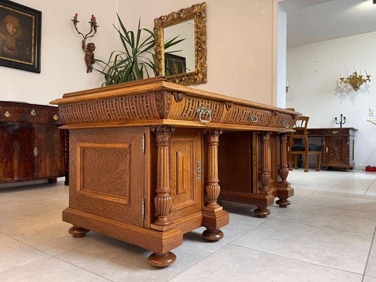 Wilhelminian Style Oak Column Desk Secretary-PXE-2041661