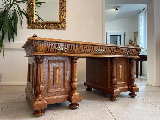 Wilhelminian Style Oak Column Desk Secretary-PXE-2041661