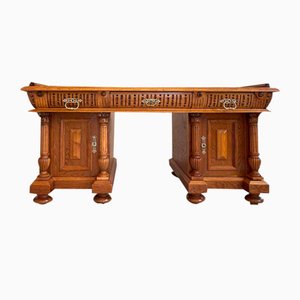 Wilhelminian Style Oak Column Desk Secretary-PXE-2041661