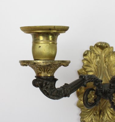 Wilhelminian Wall Candlesticks in Fire-Gilded Bronze, Set of 2-FTN-1397092