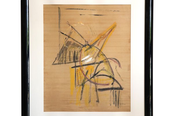 Willem Hussem, Abstract Composition, 1954, Watercolor & Gouache on Paper, Framed-BQ-1365988