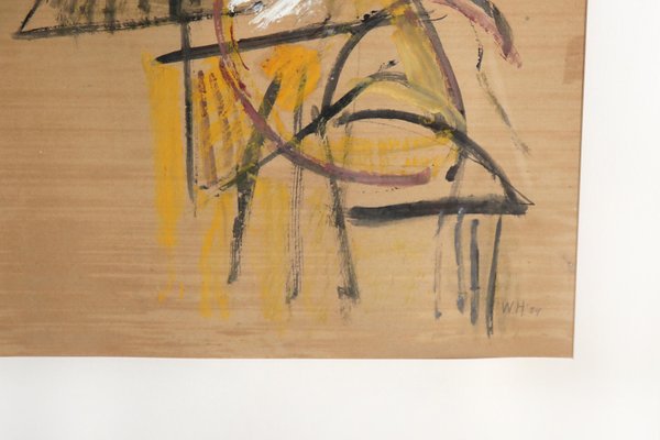 Willem Hussem, Abstract Composition, 1954, Watercolor & Gouache on Paper, Framed-BQ-1365988