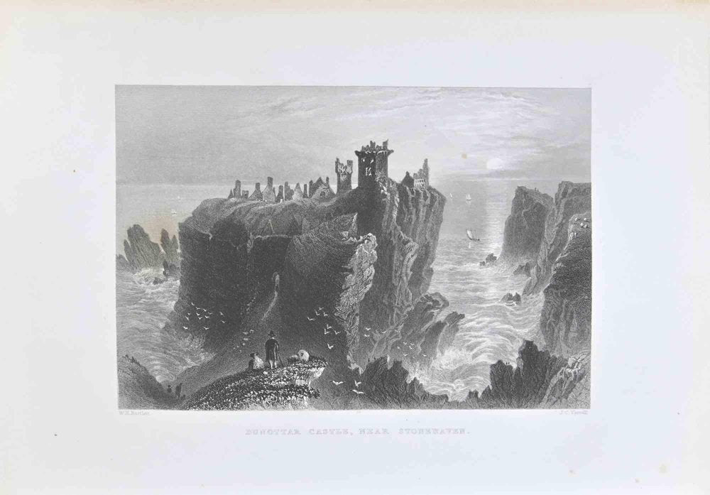 William Henry Bartlett, Dunottar Castle, Near Stonehaven, Lithograph, 19th Century