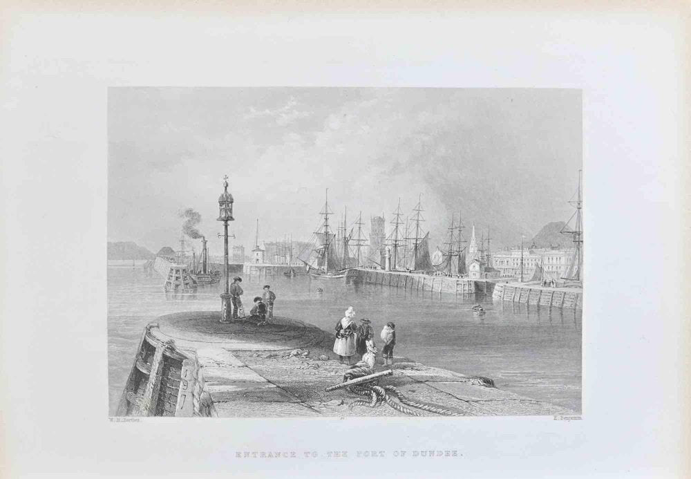 William Henry Bartlett, Entrance to the Port of Dundee, Lithograph, 19th Century