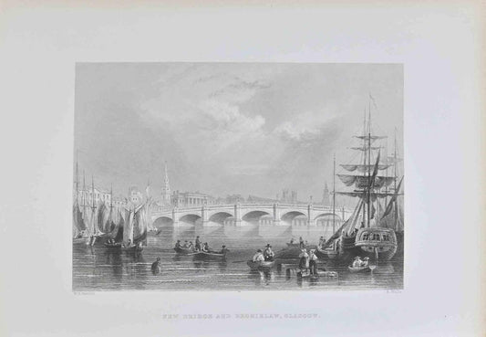 William Henry Bartlett, New Bridge and Bromielaw, Glasgow, Lithograph, 19th Century