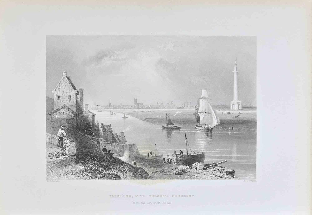 William Henry Bartlett, Yarmouth, with Nelson's Monument, Lithograph, 19th Century