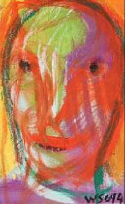 William Skotte Olsen, Face with Red Colors, Oil on Masonite-MTD-1399875