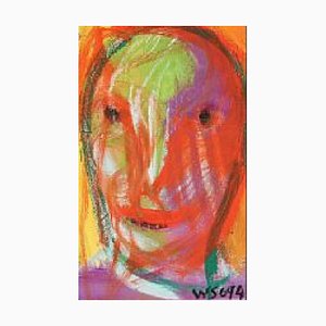 William Skotte Olsen, Face with Red Colors, Oil on Masonite-MTD-1399875