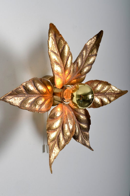 Willy Daro Style Brass Flower Sconce from Massive Lighting, 1970s