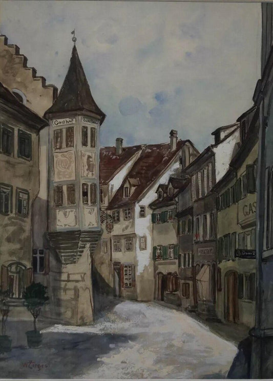 Willy Zirges, Gasthof, After 1930, Gouache