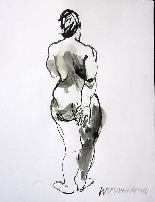 Wim Van Broekhoven, Standing Back Nude, 2019, Print