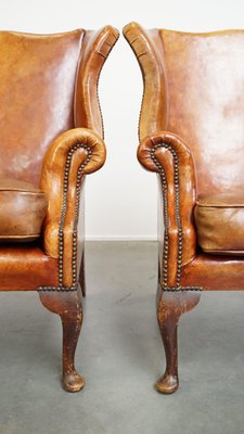 Wing Chairs in Sheepskin Leather, Set of 2-HPP-2033005