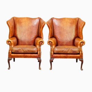 Wing Chairs in Sheepskin Leather, Set of 2-HPP-2033005