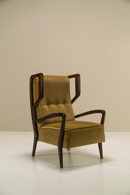 Wingback Armchairs in Poplar and Mohair by Orlando Orlandi, Italy, 1950s, Set of 2-UQV-1767026