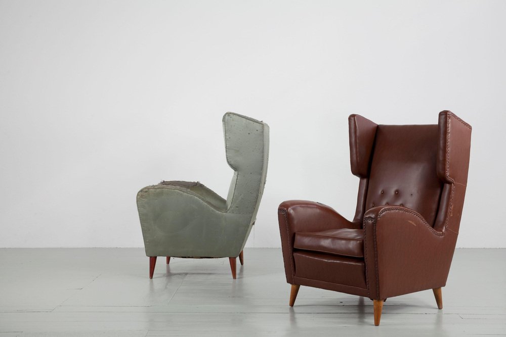 Wingback Chairs by Melchiorre Bega, Italy, 1950s, Set of 2