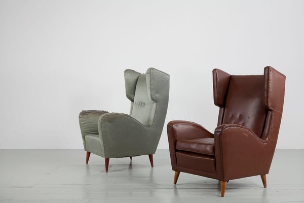 Wingback Chairs by Melchiorre Bega, Italy, 1950s, Set of 2-AA-1220754