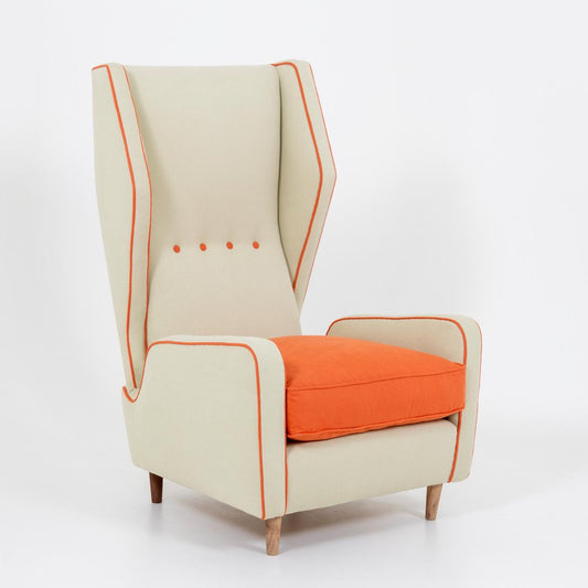 Wingback Lounge Chair attributed to Melchiore Bega, Italy, 1950s