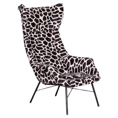 Wingchair with mitation Giraffe Fur from Miroslav Navratil, Czechia, 1950s-WHY-1722010