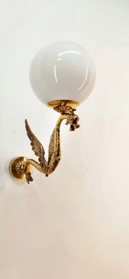 Winged Dragon Wall Light in Brass with Shiny White Sphere-QLH-1768790