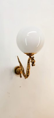 Winged Dragon Wall Light in Brass with Shiny White Sphere-QLH-1768790