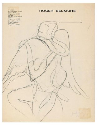 Winged Figure - Original Pencil Drawing by J. Bodley - 1940 1940