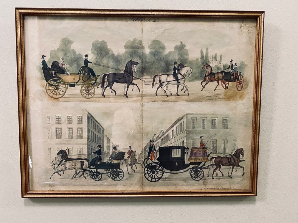 Winkelmann and Sons, Fuhrwerk II, 19th-Century, Copper Engraving, Framed