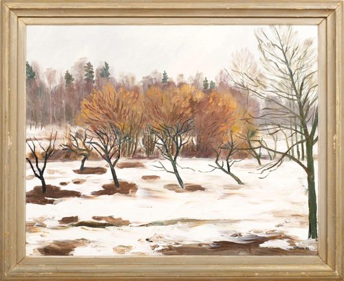 Winter Landscape, Oil on Canvas, 20th Century